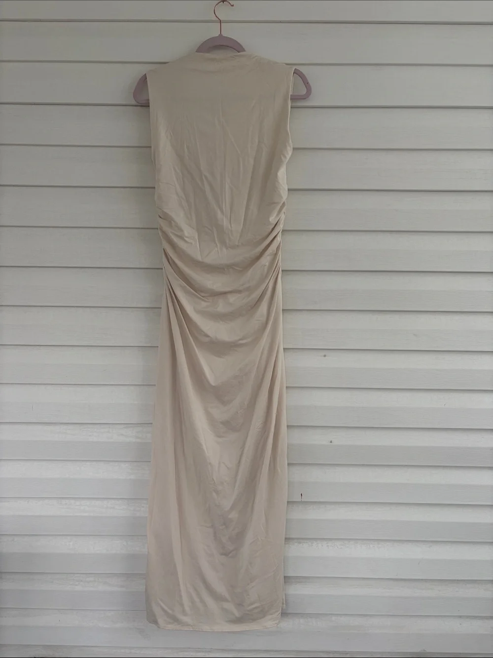 Abercrombie & Fitch Modal Blend Ruched Maxi Cream Bodycon Soft Girl Dress Bridal